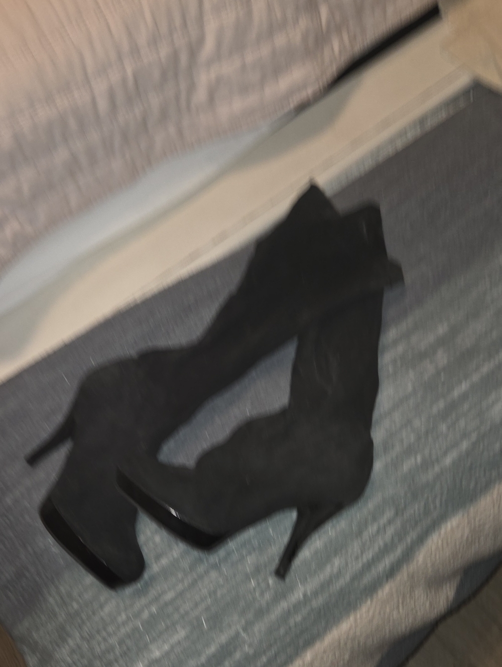Women's Black Suede High Heel Ankle Boots